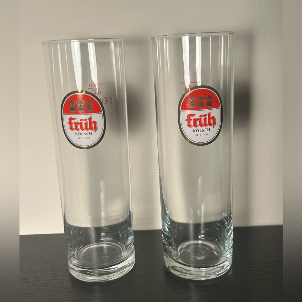 🍻Set of 2 Authentic Früh Kölsch Beer Glasses - 0.2L Stange - Made in Germany 🇩🇪